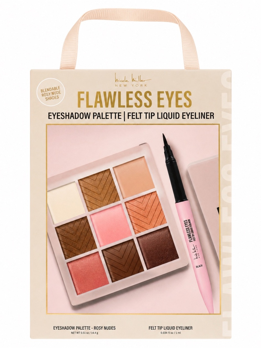 Nicole Miller Flawless Eyes 9 Shade Eyeshadow Palette & Black Liquid Eyeliner